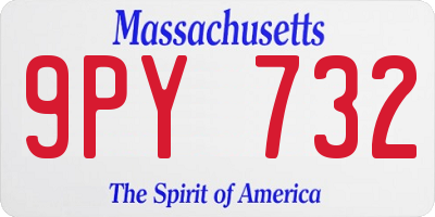 MA license plate 9PY732