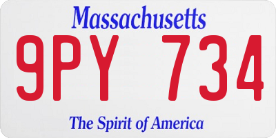 MA license plate 9PY734