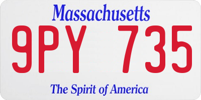 MA license plate 9PY735