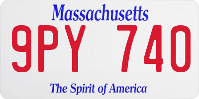 MA license plate 9PY740