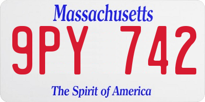MA license plate 9PY742