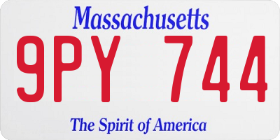 MA license plate 9PY744