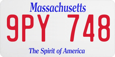 MA license plate 9PY748