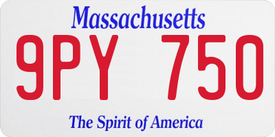 MA license plate 9PY750