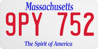 MA license plate 9PY752