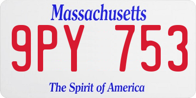 MA license plate 9PY753