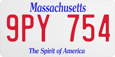 MA license plate 9PY754
