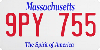 MA license plate 9PY755