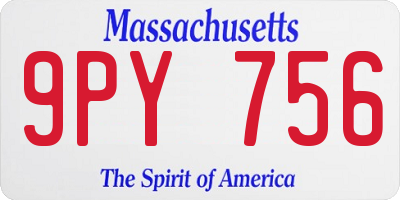 MA license plate 9PY756