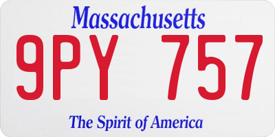 MA license plate 9PY757