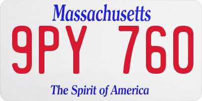 MA license plate 9PY760