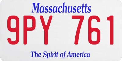 MA license plate 9PY761