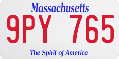MA license plate 9PY765