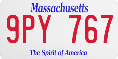 MA license plate 9PY767