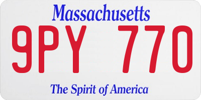 MA license plate 9PY770