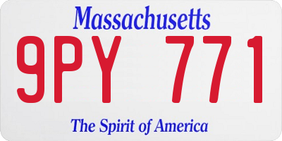 MA license plate 9PY771