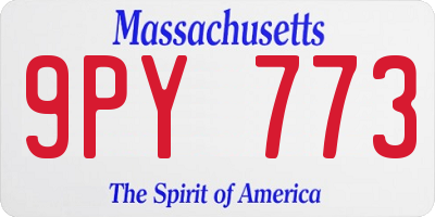 MA license plate 9PY773