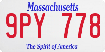 MA license plate 9PY778