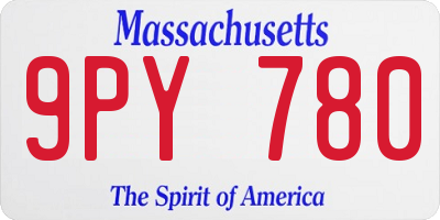 MA license plate 9PY780