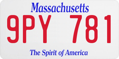 MA license plate 9PY781