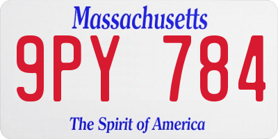 MA license plate 9PY784