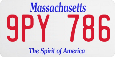 MA license plate 9PY786