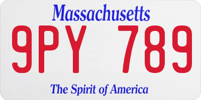 MA license plate 9PY789
