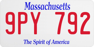 MA license plate 9PY792