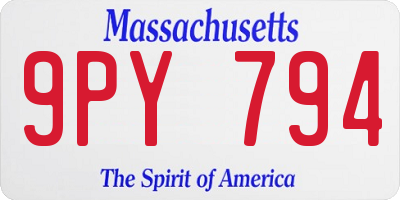 MA license plate 9PY794