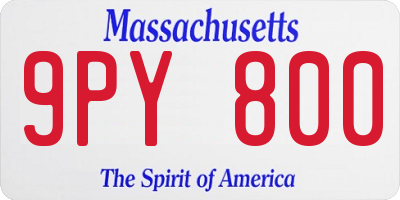 MA license plate 9PY800