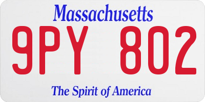 MA license plate 9PY802