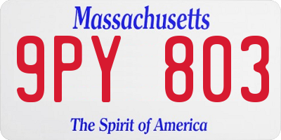 MA license plate 9PY803