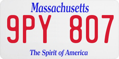 MA license plate 9PY807