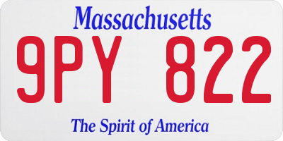 MA license plate 9PY822