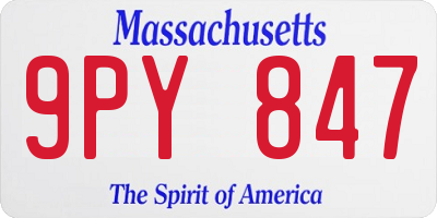 MA license plate 9PY847