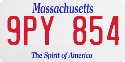 MA license plate 9PY854