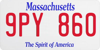 MA license plate 9PY860