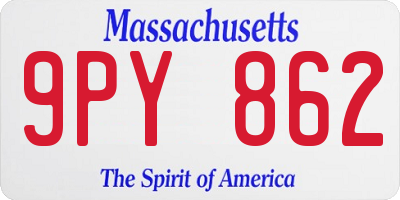 MA license plate 9PY862