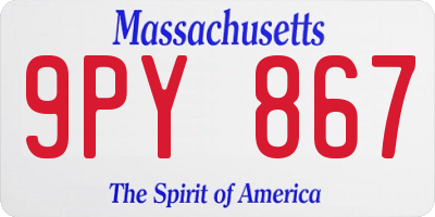 MA license plate 9PY867