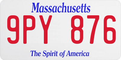 MA license plate 9PY876