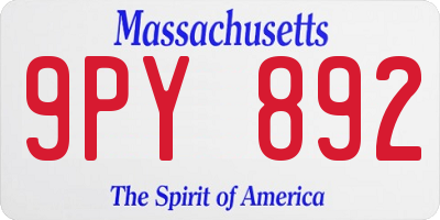 MA license plate 9PY892