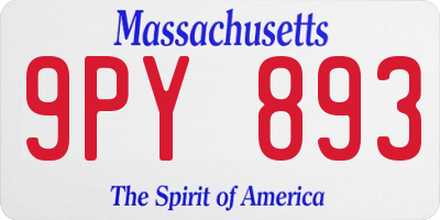 MA license plate 9PY893