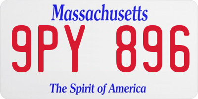MA license plate 9PY896