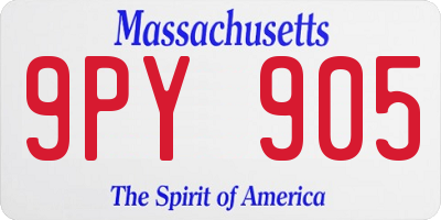 MA license plate 9PY905