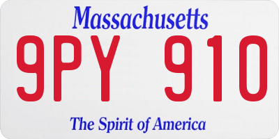 MA license plate 9PY910