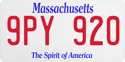 MA license plate 9PY920