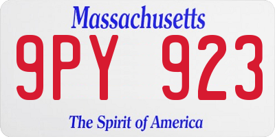 MA license plate 9PY923