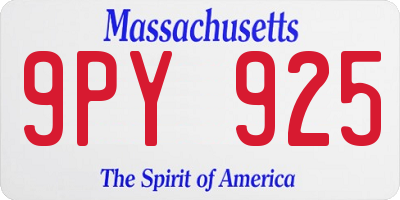 MA license plate 9PY925