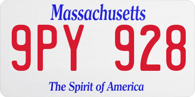 MA license plate 9PY928