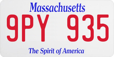 MA license plate 9PY935